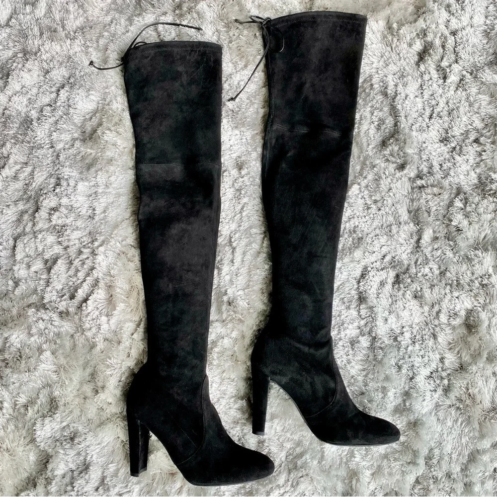Stuart Weitzman NWT Over-The-Knee Black Suede Boots Size 7